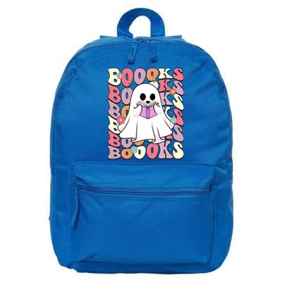 Boooks Ghost Groovy Book Reading Halloween Teacher Gift 16 in Basic Backpack