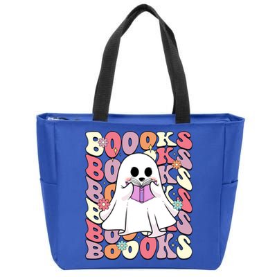 Boooks Ghost Groovy Book Reading Halloween Teacher Gift Zip Tote Bag