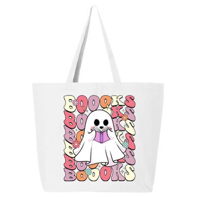 Boooks Ghost Groovy Book Reading Halloween Teacher Gift 25L Jumbo Tote