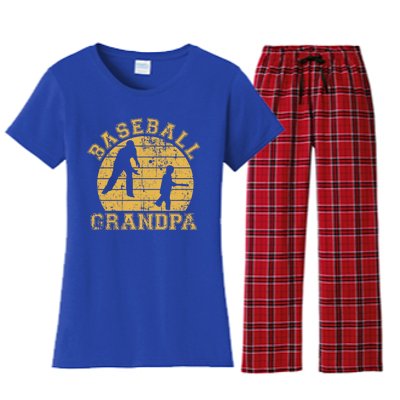 Baseball Grandpa Grandfather Grandson Proud Papa Dad Sports Gift Women's Flannel Pajama Set