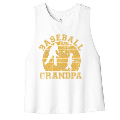 Baseball Grandpa Grandfather Grandson Proud Papa Dad Sports Gift Women's Racerback Cropped Tank