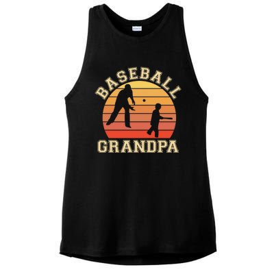 Baseball Grandpa Grandfather Grandson Proud Papa Dad Sports Gift Ladies PosiCharge Tri-Blend Wicking Tank