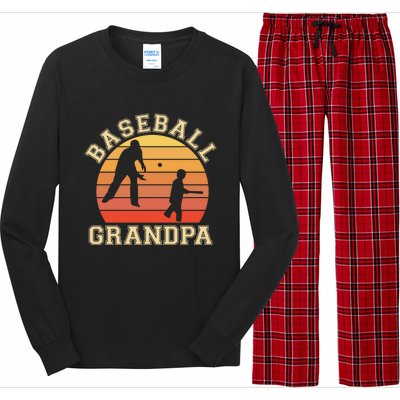 Baseball Grandpa Grandfather Grandson Proud Papa Dad Sports Gift Long Sleeve Pajama Set