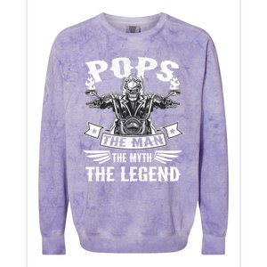 Biker Grandpa Gift Pops The Myth The Legend Motorcycle Gift Colorblast Crewneck Sweatshirt