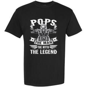 Biker Grandpa Gift Pops The Myth The Legend Motorcycle Gift Garment-Dyed Heavyweight T-Shirt