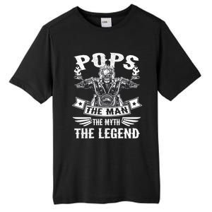 Biker Grandpa Gift Pops The Myth The Legend Motorcycle Gift Tall Fusion ChromaSoft Performance T-Shirt