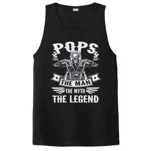 Biker Grandpa Gift Pops The Myth The Legend Motorcycle Gift PosiCharge Competitor Tank