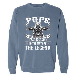 Biker Grandpa Gift Pops The Myth The Legend Motorcycle Gift Garment-Dyed Sweatshirt