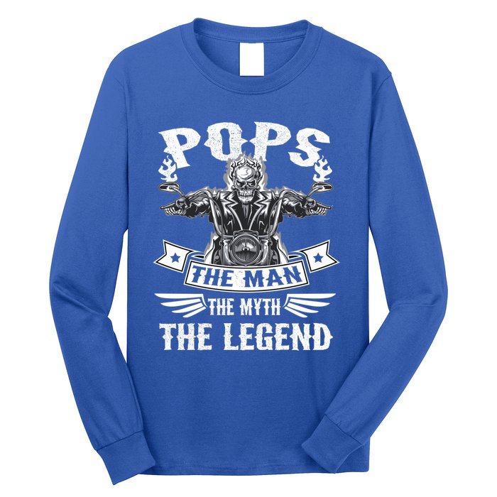 Biker Grandpa Gift Pops The Myth The Legend Motorcycle Gift Long Sleeve Shirt