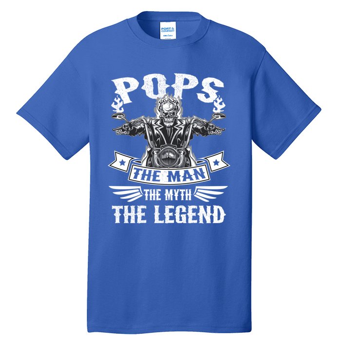 Biker Grandpa Gift Pops The Myth The Legend Motorcycle Gift Tall T-Shirt