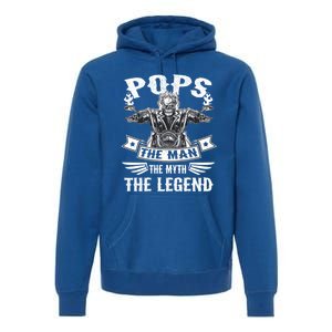 Biker Grandpa Gift Pops The Myth The Legend Motorcycle Gift Premium Hoodie