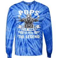 Biker Grandpa Gift Pops The Myth The Legend Motorcycle Gift Tie-Dye Long Sleeve Shirt