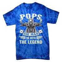 Biker Grandpa Gift Pops The Myth The Legend Motorcycle Gift Tie-Dye T-Shirt