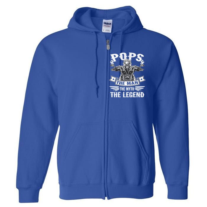 Biker Grandpa Gift Pops The Myth The Legend Motorcycle Gift Full Zip Hoodie