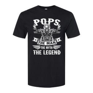 Biker Grandpa Gift Pops The Myth The Legend Motorcycle Gift Softstyle CVC T-Shirt