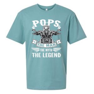 Biker Grandpa Gift Pops The Myth The Legend Motorcycle Gift Sueded Cloud Jersey T-Shirt