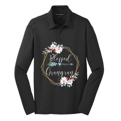 Blessed Grangran Grandma Gift Silk Touch Performance Long Sleeve Polo