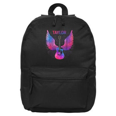 Birthday Girl Groovy Taylor First Name Personalized Guitar  16 in Basic Backpack