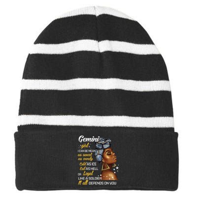 Birthday Gift Gemini May or June Wo Striped Beanie with Solid Band