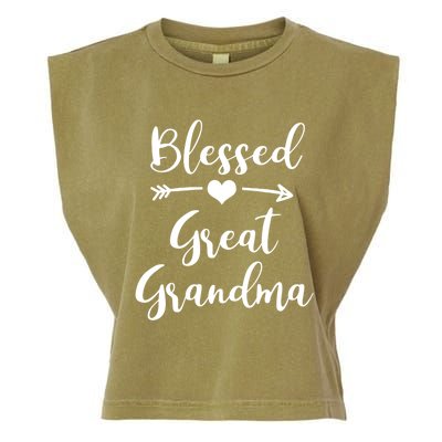 Blessed Great Grandma Heart And Arrow Great Grandma Funny Gift Garment-Dyed Women's Muscle Tee