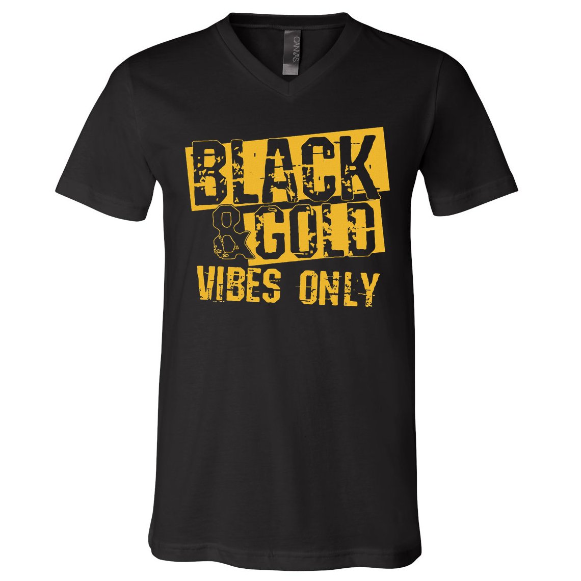 Black Gold Game Day Group For High School Football V-Neck T-Shirt