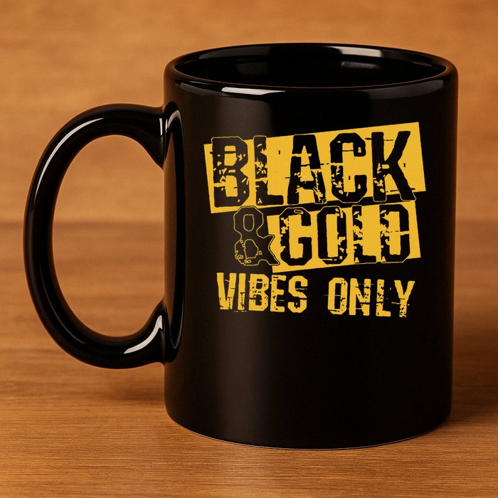 Black Gold Game Day Group For High School Football 11oz C Handle Ceramic Mug