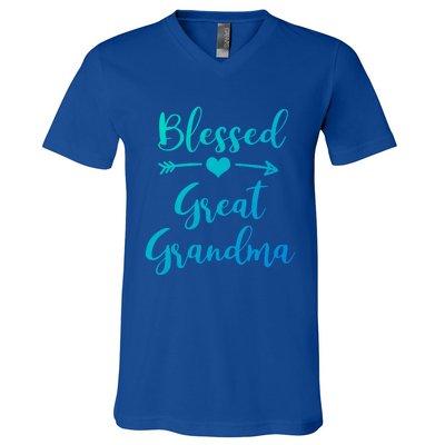 Blessed Great Grandma Heart And Arrow Great Grandma Funny Gift V-Neck T-Shirt