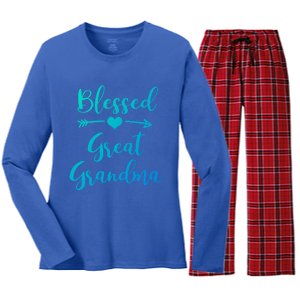 Blessed Great Grandma Heart And Arrow Great Grandma Funny Gift Women's Long Sleeve Flannel Pajama Set 