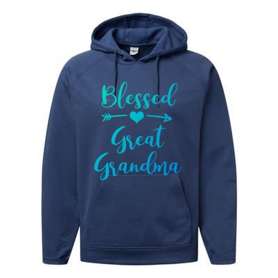 Blessed Great Grandma Heart And Arrow Great Grandma Funny Gift Performance Fleece Hoodie