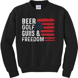 Beer Golf Guns & Freedom US Flag Kids Sweatshirt