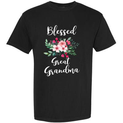 Blessed Great Grandma Flower Bouquet Gift For Grandma Gift Garment-Dyed Heavyweight T-Shirt