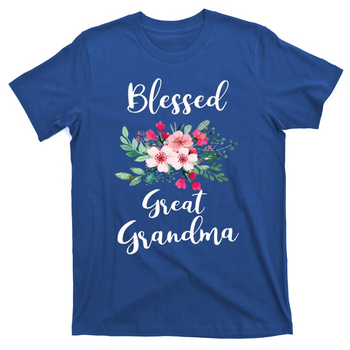 Blessed Great Grandma Flower Bouquet Gift For Grandma Gift T-Shirt