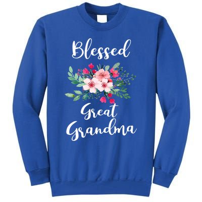 Blessed Great Grandma Flower Bouquet Gift For Grandma Gift Tall Sweatshirt