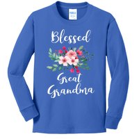 Blessed Great Grandma Flower Bouquet Gift For Grandma Gift Kids Long Sleeve Shirt