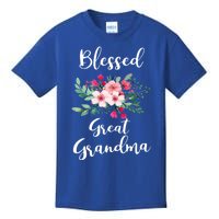 Blessed Great Grandma Flower Bouquet Gift For Grandma Gift Kids T-Shirt