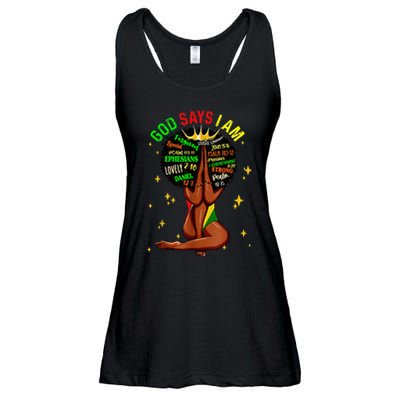 Black Girl God Says I Am Black Melanin History Month Pride Ladies Essential Flowy Tank