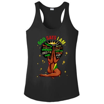 Black Girl God Says I Am Black Melanin History Month Pride Ladies PosiCharge Competitor Racerback Tank