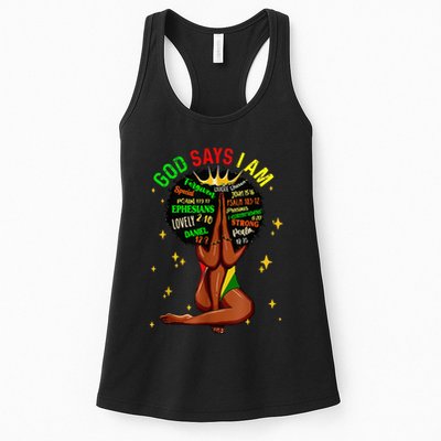 Black Girl God Says I Am Black Melanin History Month Pride Womens Tank Top