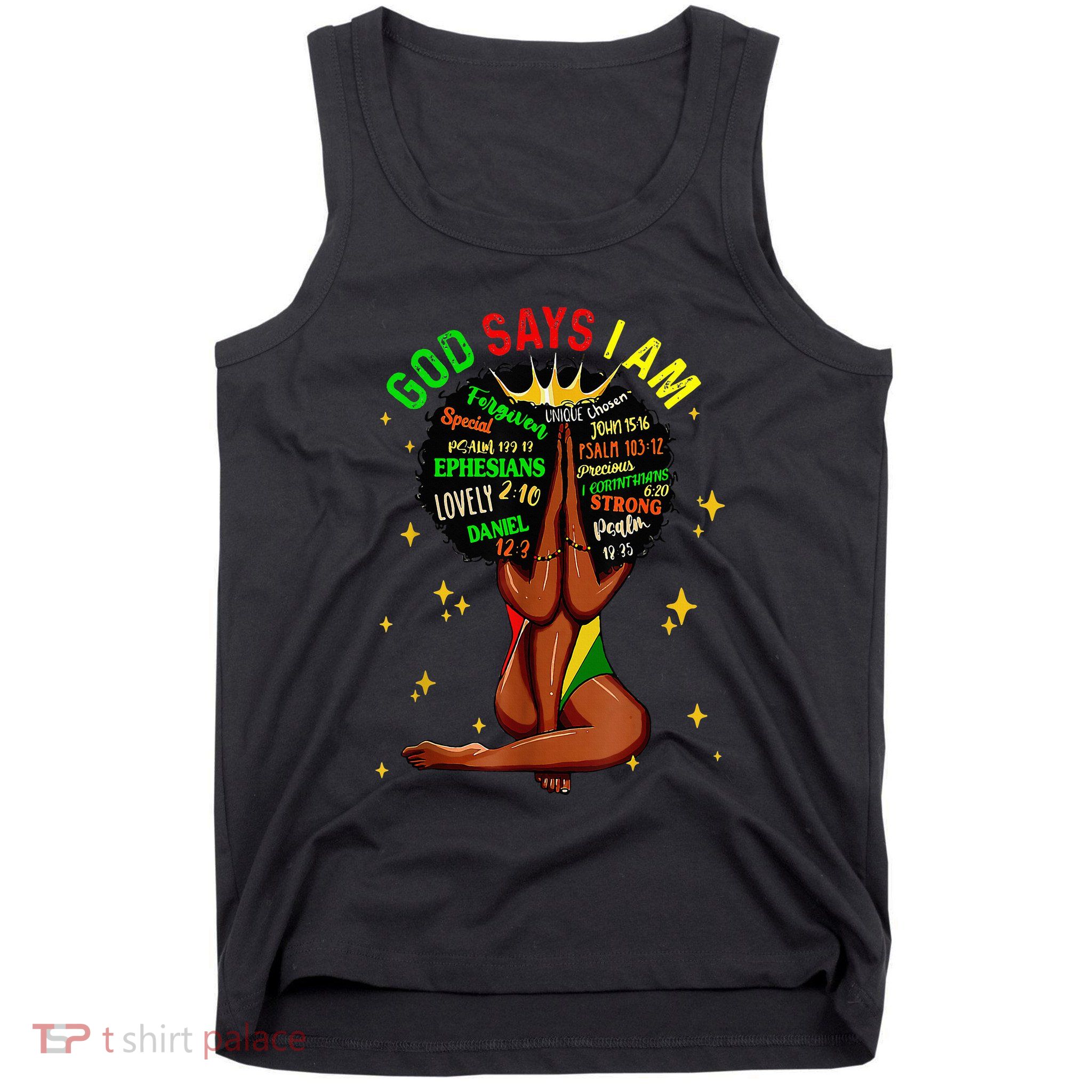 Black Girl God Says I Am Black Melanin History Month Pride Tank Top