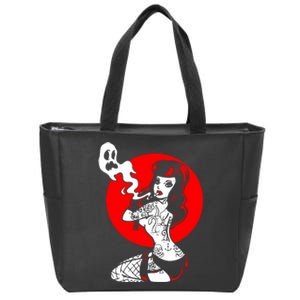 Burlesque Goth Girl Zip Tote Bag