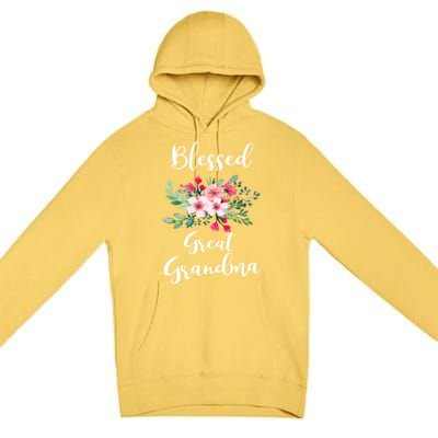 Blessed Great Grandma Flower Bouquet Gift For Grandma Gift Premium Pullover Hoodie