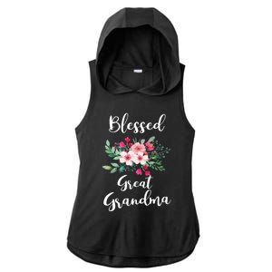 Blessed Great Grandma Flower Bouquet Gift For Grandma Gift Ladies PosiCharge Tri-Blend Wicking Draft Hoodie Tank