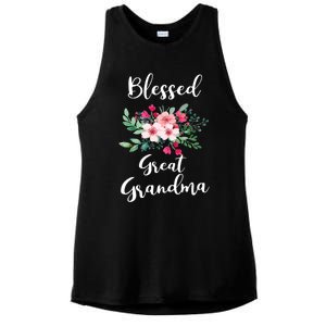 Blessed Great Grandma Flower Bouquet Gift For Grandma Gift Ladies PosiCharge Tri-Blend Wicking Tank