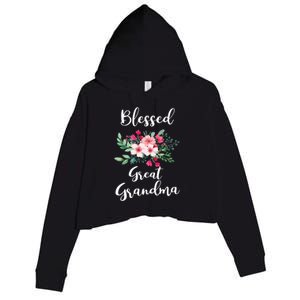 Blessed Great Grandma Flower Bouquet Gift For Grandma Gift Crop Fleece Hoodie