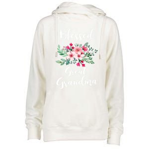 Blessed Great Grandma Flower Bouquet Gift For Grandma Gift Womens Funnel Neck Pullover Hood