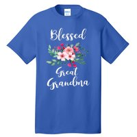 Blessed Great Grandma Flower Bouquet Gift For Grandma Gift Tall T-Shirt