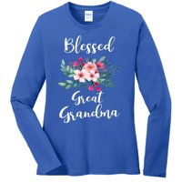 Blessed Great Grandma Flower Bouquet Gift For Grandma Gift Ladies Long Sleeve Shirt