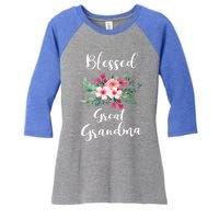 Blessed Great Grandma Flower Bouquet Gift For Grandma Gift Women's Tri-Blend 3/4-Sleeve Raglan Shirt