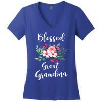 Blessed Great Grandma Flower Bouquet Gift For Grandma Gift Women's V-Neck T-Shirt