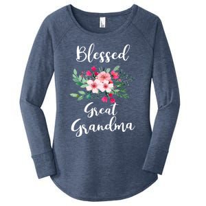 Blessed Great Grandma Flower Bouquet Gift For Grandma Gift Women's Perfect Tri Tunic Long Sleeve Shirt